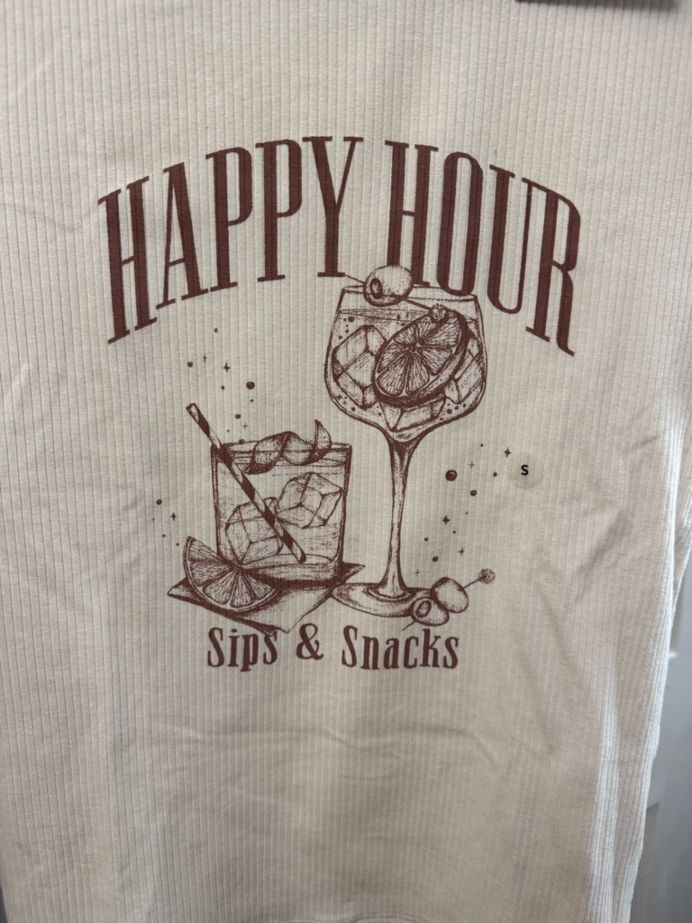 AE 'Happy Hour' Graphic Hey Baby Tee - Cream - Picture 2 of 6